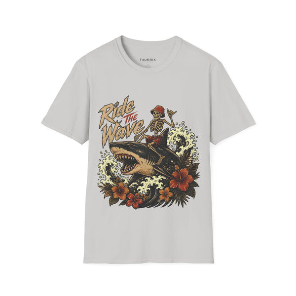 Ride The Wave Surf Skeleton T-Shirt — Vintage Beach Skull Tee