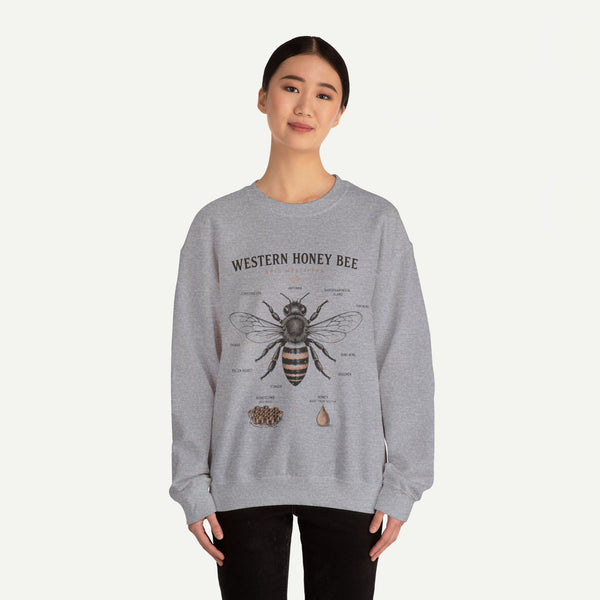 Western Honey Bee Sweatshirt — Vintage Bee Anatomy Graphic