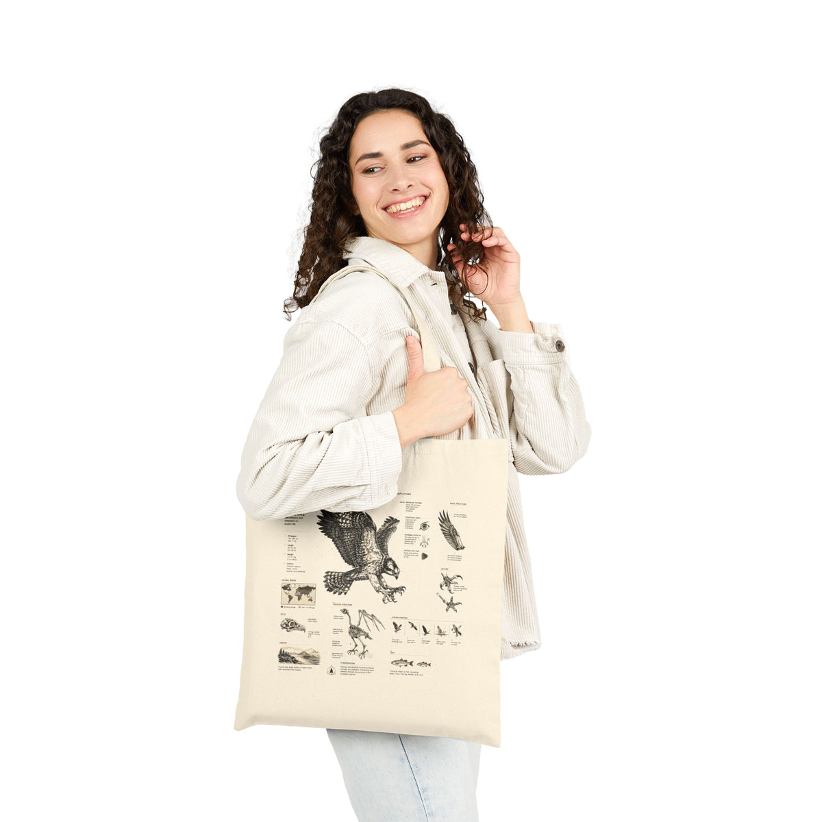 Osprey Anatomy Canvas Tote Bag — Vintage Bird Illustration Eco Tote