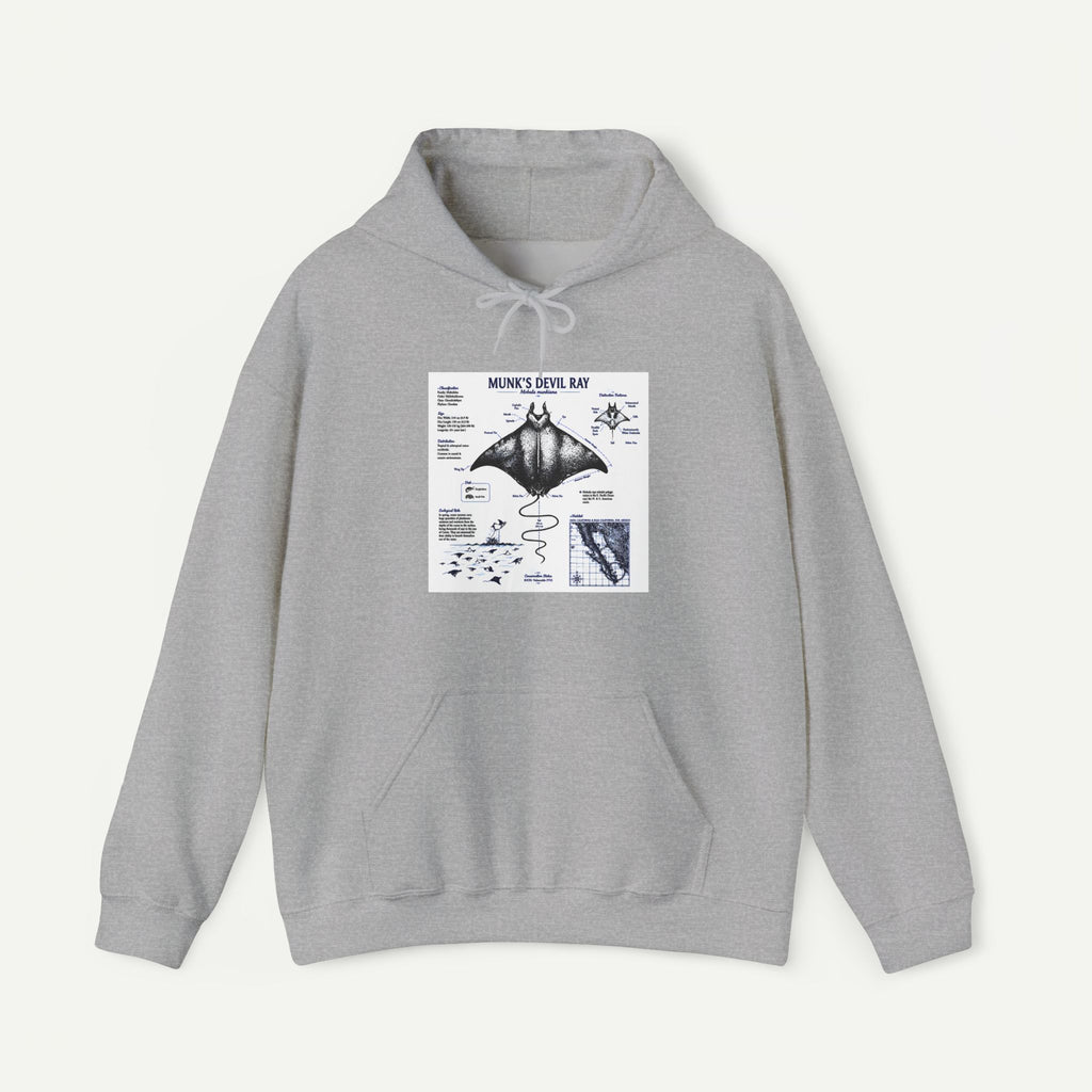 Manta Ray Anatomy Hoodie — Marine Life Graphic Pullover