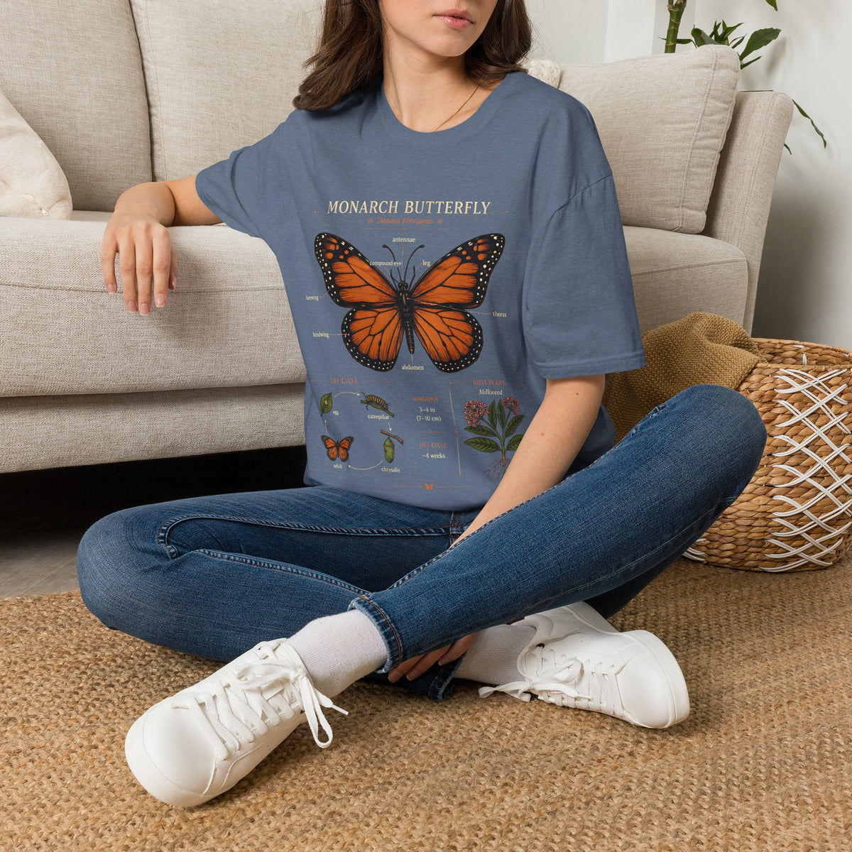 Monarch Butterfly Anatomy T-Shirt — Vintage Nature Illustration Tee
