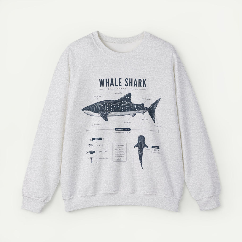 Whale Shark Anatomy Sweatshirt — Marine Life Illustration Crewneck