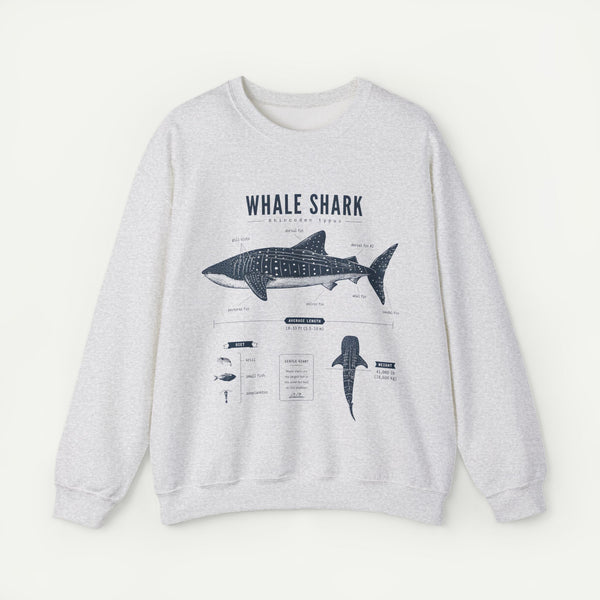 Whale Shark Anatomy Sweatshirt — Marine Life Illustration Crewneck