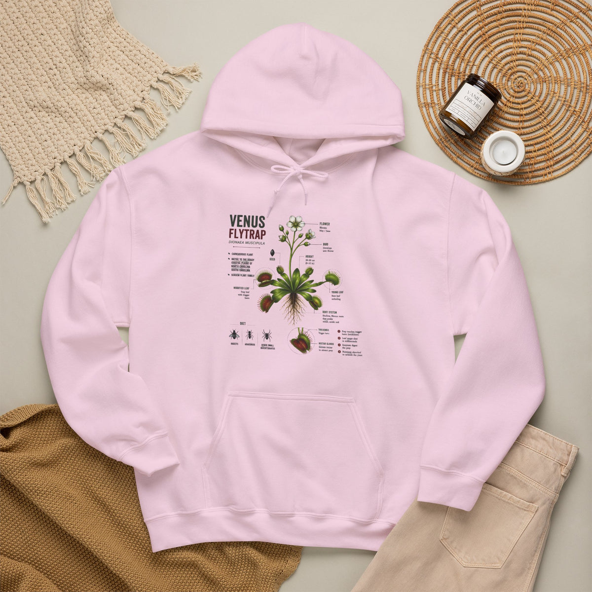 Venus Flytrap Botanical Hoodie – Illustrated Carnivorous Plant Guide