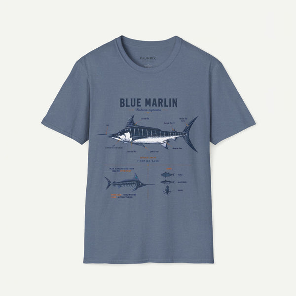 Blue Marlin Anatomy T-Shirt — Vintage Marine Fish Illustration Tee