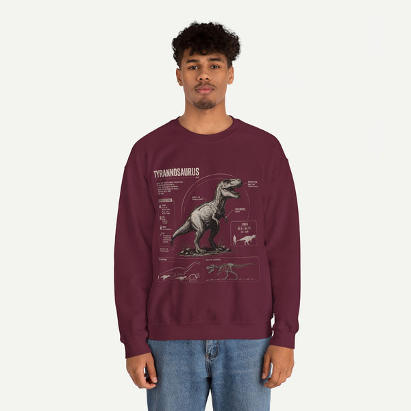 Tyrannosaurus Anatomy Sweatshirt — Vintage Dino Diagram Pullover