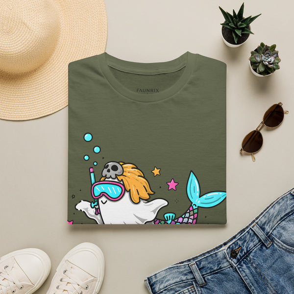 Mermaid Ghost Summerween T-Shirt — Cute Halloween Summer Mashup Tee