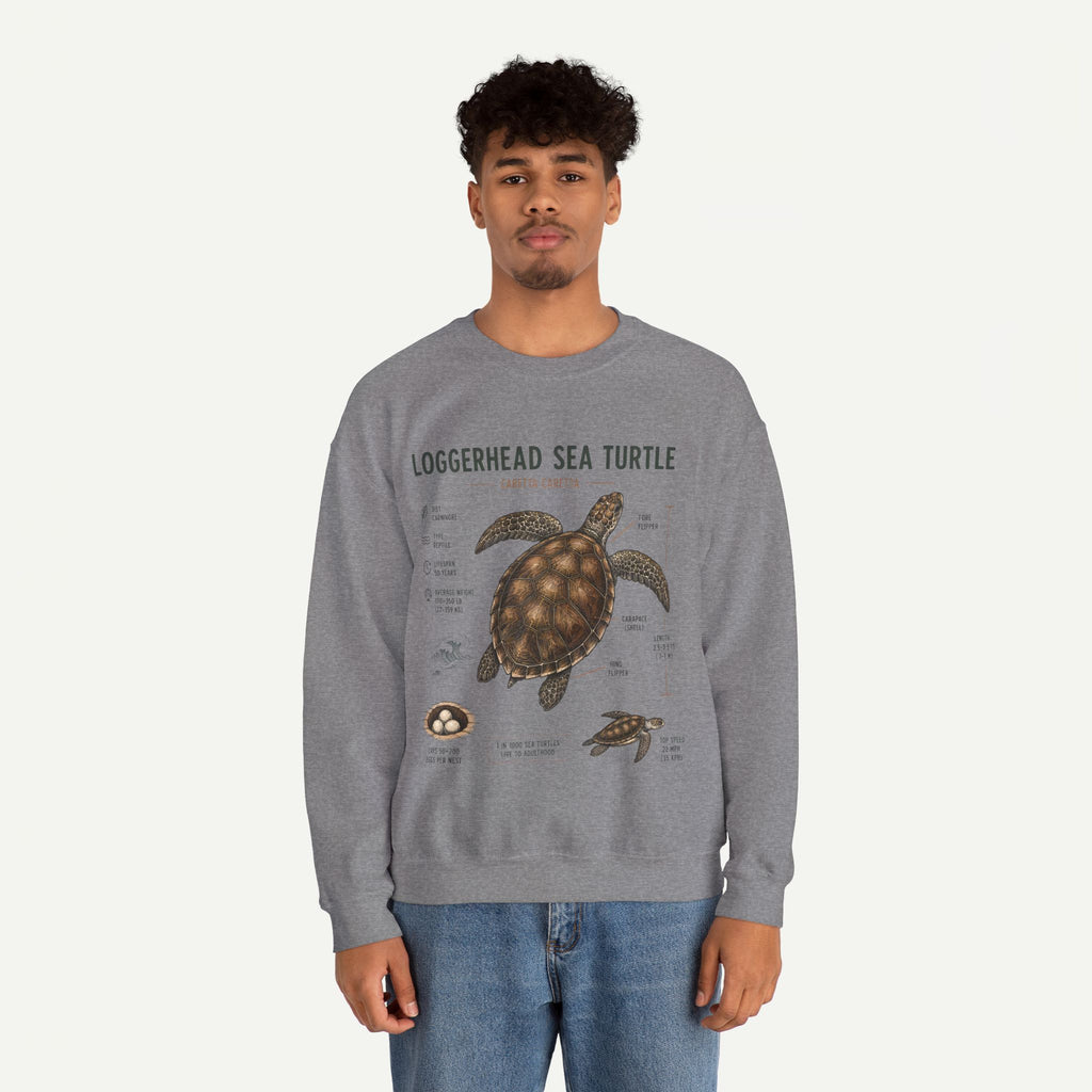 Loggerhead Sea Turtle Anatomy Sweatshirt — Marine Life Educational Crewneck