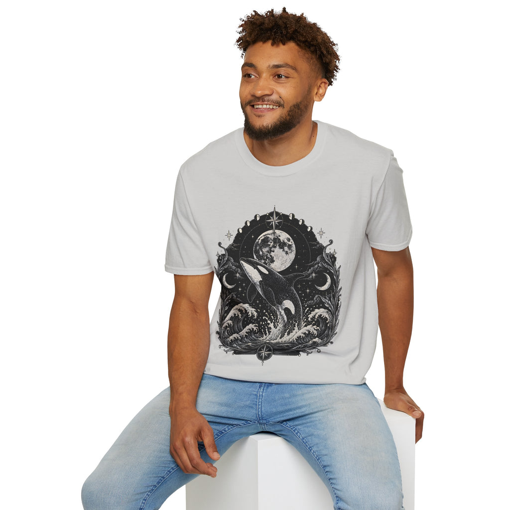 Orca Moon T-Shirt — Whale & Full Moon Illustration Tee