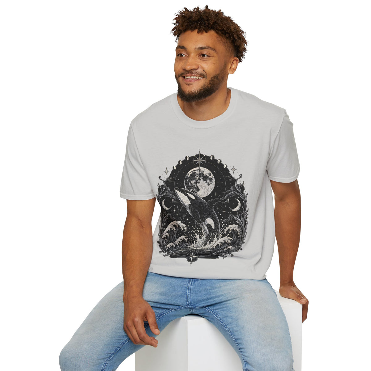 Orca Moon T-Shirt — Whale & Full Moon Illustration Tee