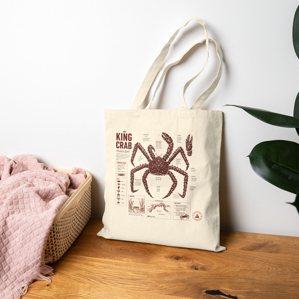 King Crab Anatomy Canvas Tote