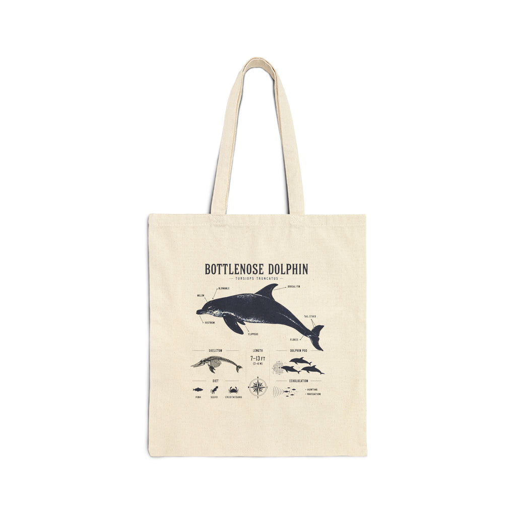 Bottlenose Dolphin Anatomy Tote Bag — Marine Biology Canvas Shopper