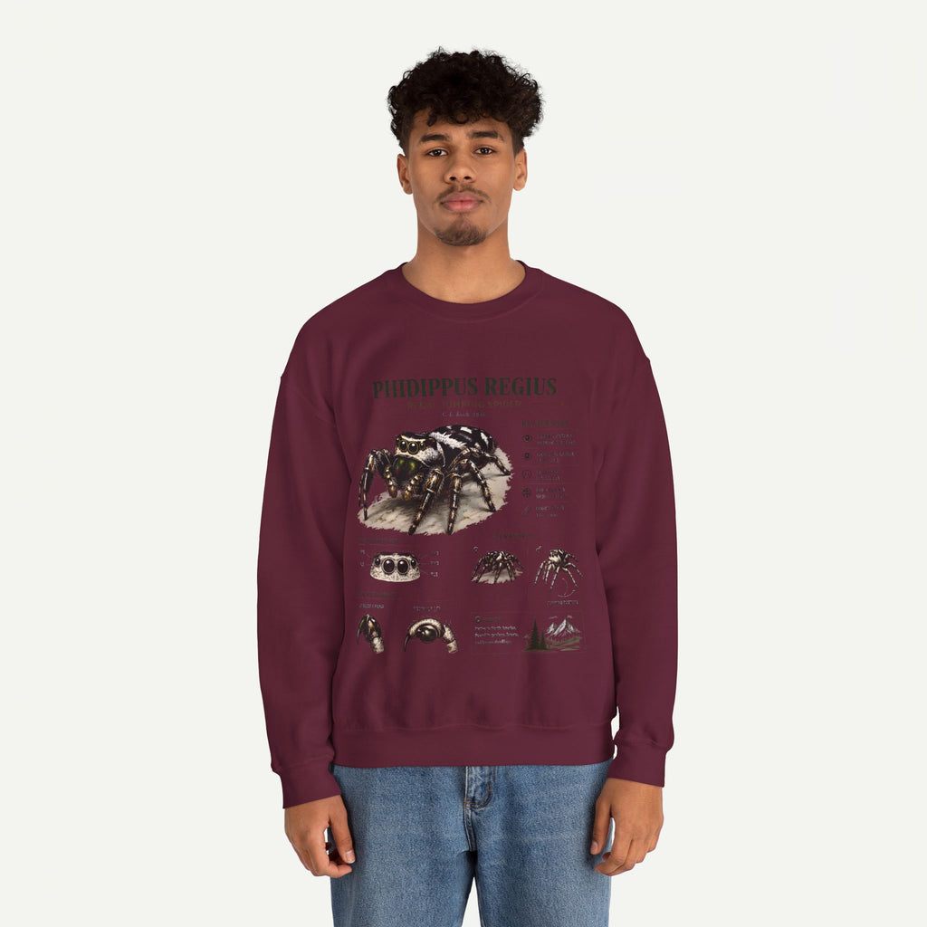 Spider Anatomy Crewneck Sweatshirt — Phidippus Regius Jumping Spider Illustration