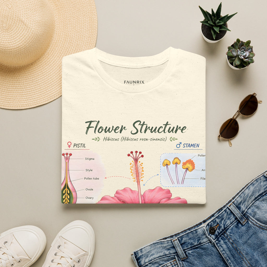 Flower Structure T-Shirt — Hibiscus Botanical Anatomy Diagram Tee