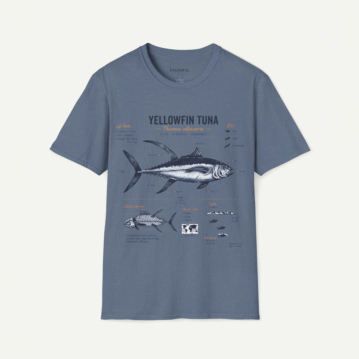 Yellowfin Tuna Anatomy T-Shirt — Vintage Fish ID Graphic Tee Main image