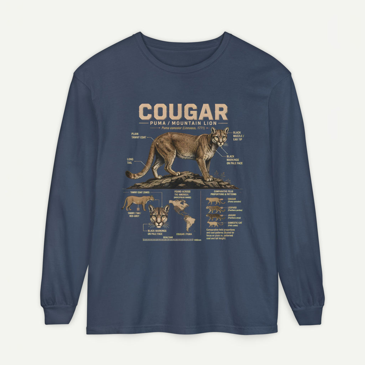 Cougar Wildlife Anatomy Long Sleeve Tee