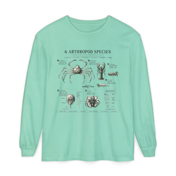 Arthropod Species Chart Long Sleeve Tee — Vintage Scientific Insect Diagram Shirt