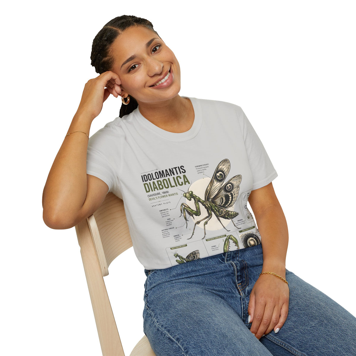 Praying Mantis Botanical Anatomy T-Shirt — Mantis Taxonomy Graphic Tee