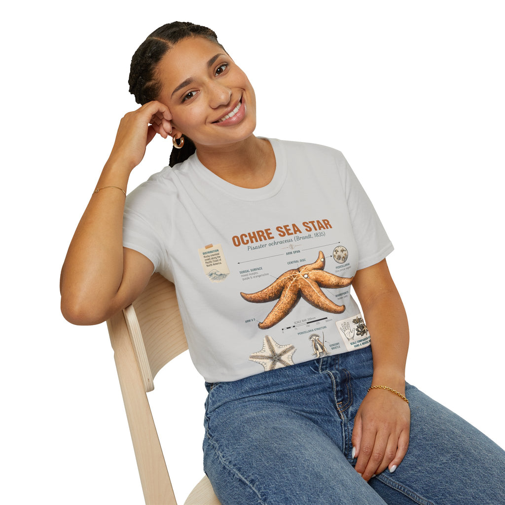 Sea Star Anatomy T-Shirt — Ochre Starfish Illustration Tee