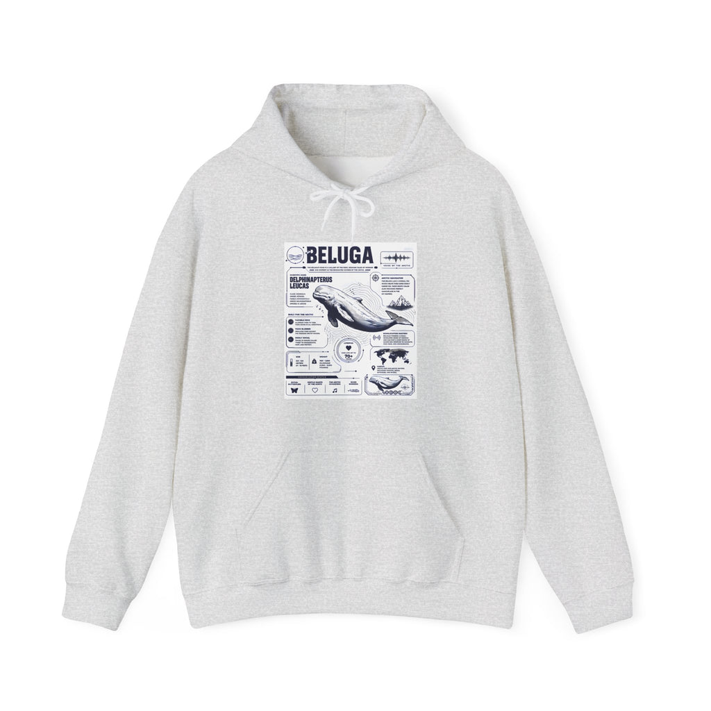 Beluga Whale Graphic Hoodie - Marine Life Diagram Sweatshirt