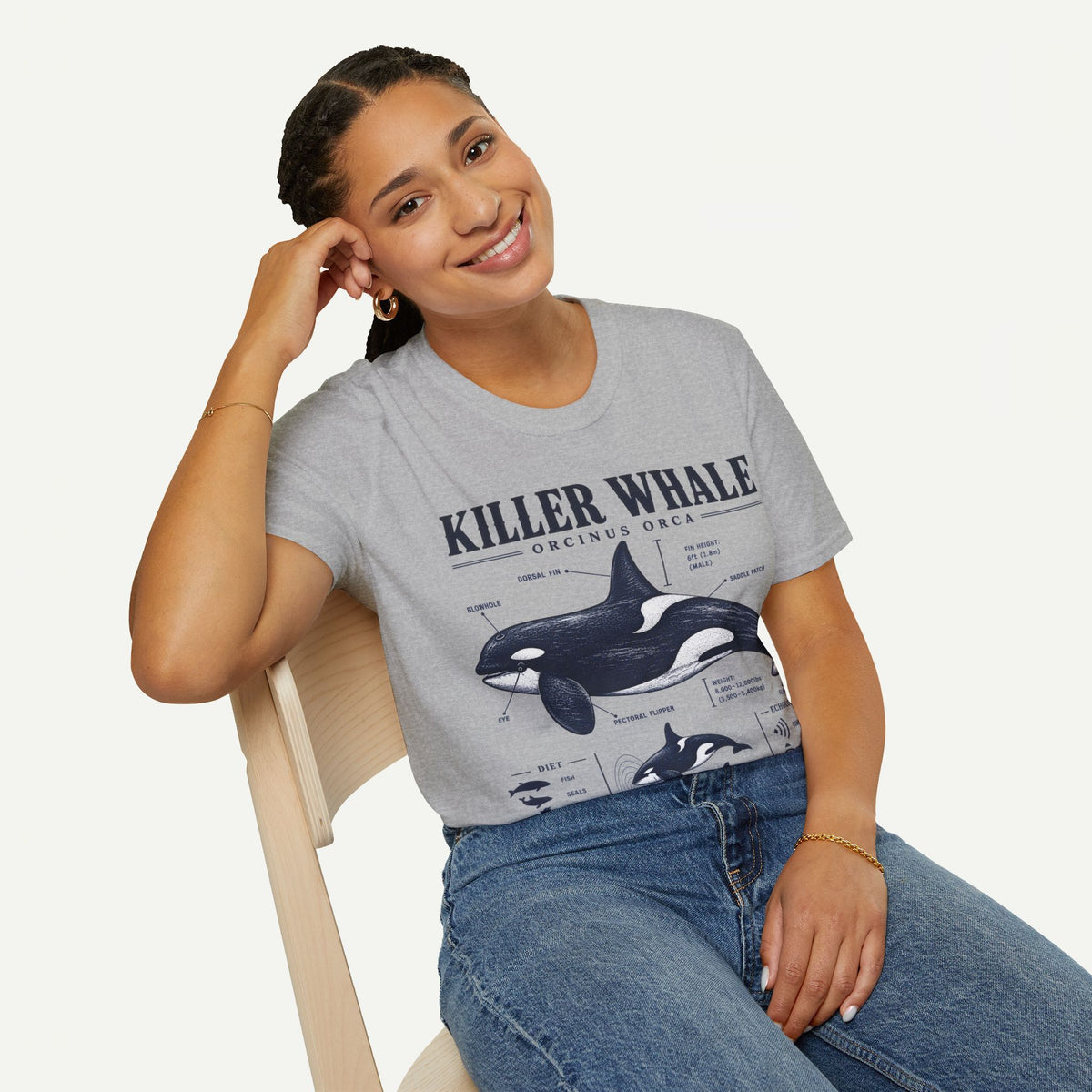 Killer Whale Diagram T-Shirt — Orcinus Orca Marine Life Graphic Tee