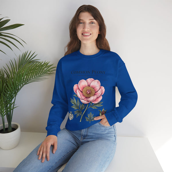 Peony Botanical Sweatshirt — "Common Peony" Floral Crewneck