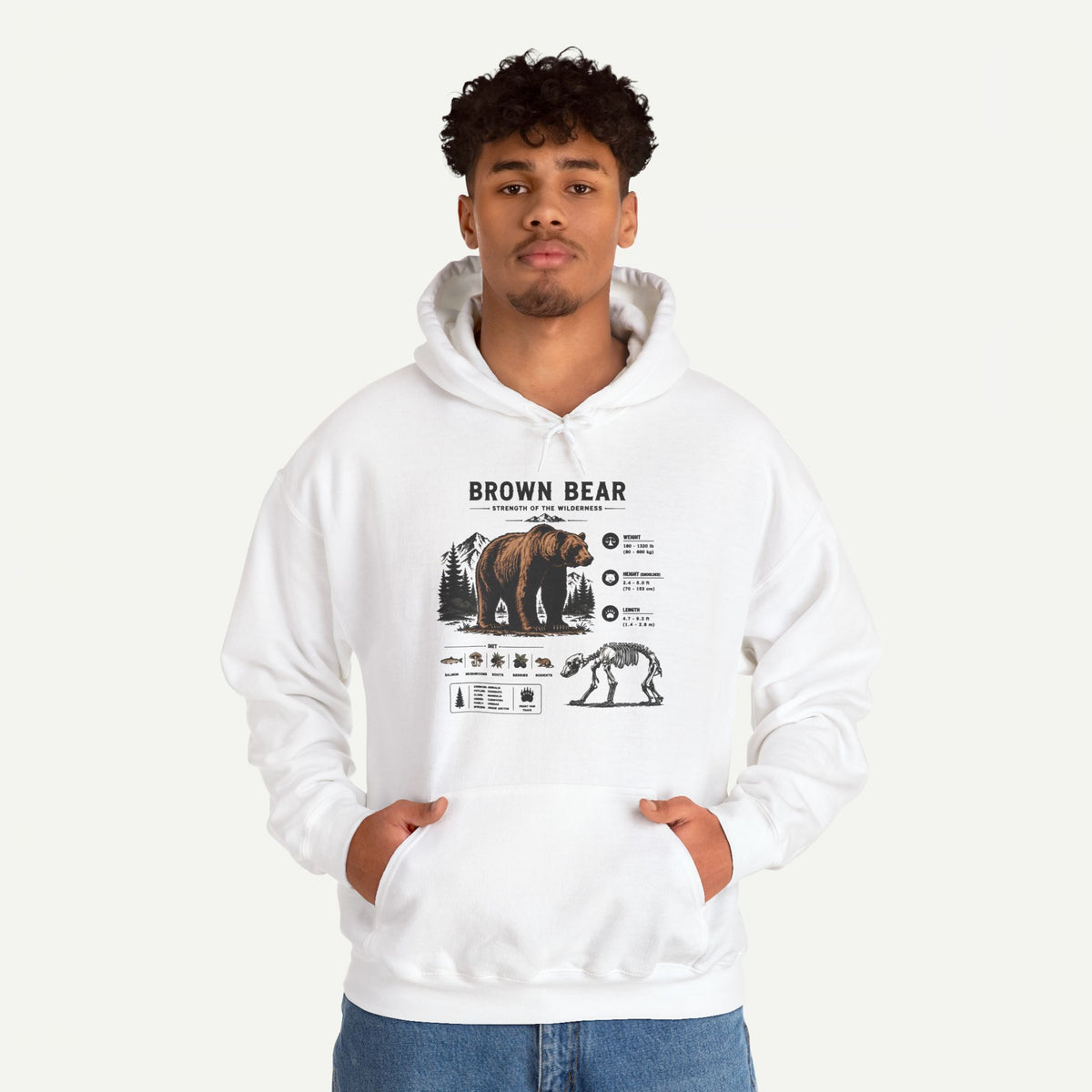 Brown Bear Anatomy Hoodie — Vintage Wildlife Graphic Sweatshirt