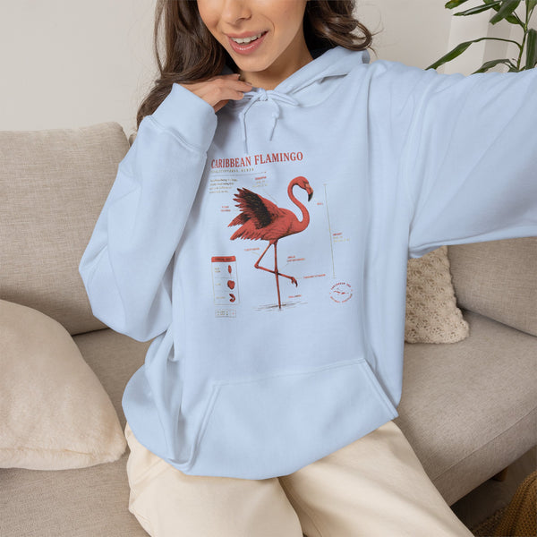 Flamingo Anatomy Hoodie – Caribbean Flamingo Scientific Diagram Sweatshirt
