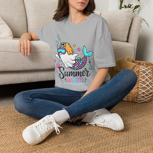 Mermaid Ghost Summerween T-Shirt — Cute Halloween Summer Mashup Tee