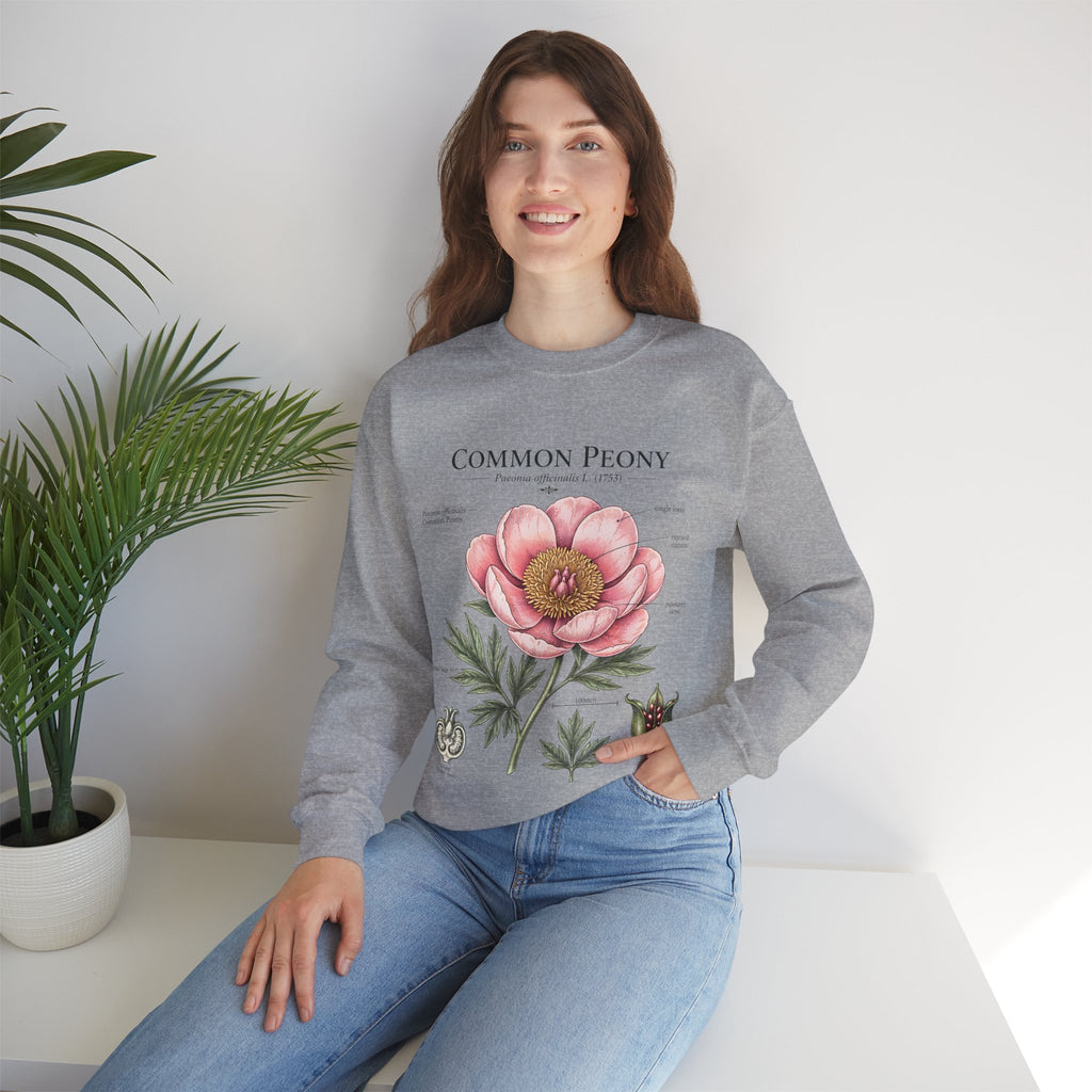 Peony Botanical Sweatshirt — "Common Peony" Floral Crewneck