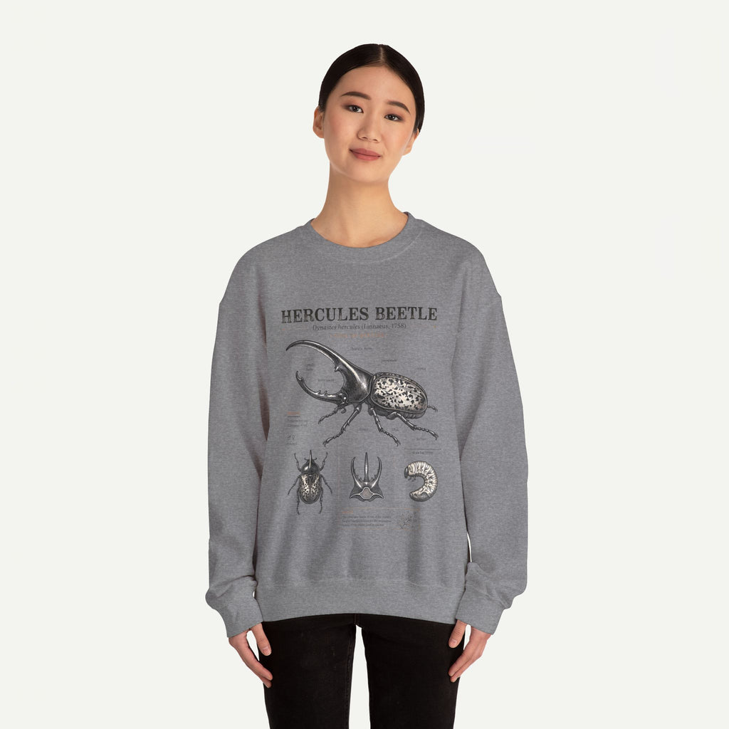 Hercules Beetle Anatomy  Crewneck Sweatshirt – Vintage Entomology Graphic