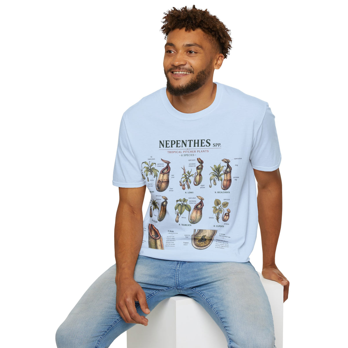 Nepenthes Botanical Tee — Carnivorous Pitcher Plant Anatomy Shirt