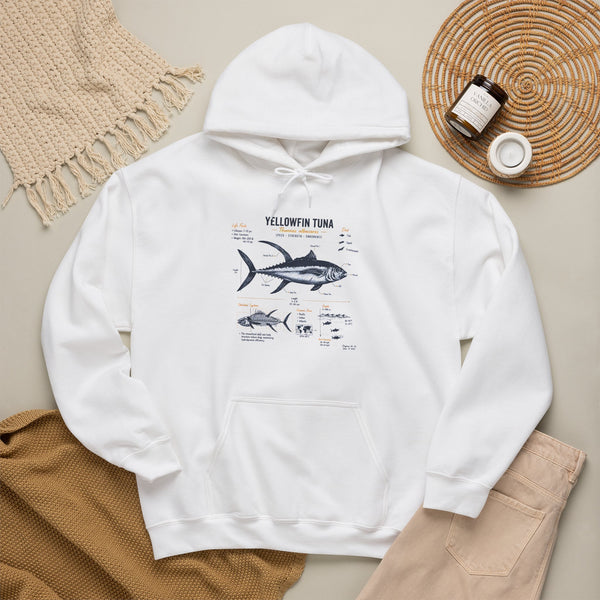Yellowfin Tuna Anatomy Hoodie — Fishing Diagram Sweatshirt