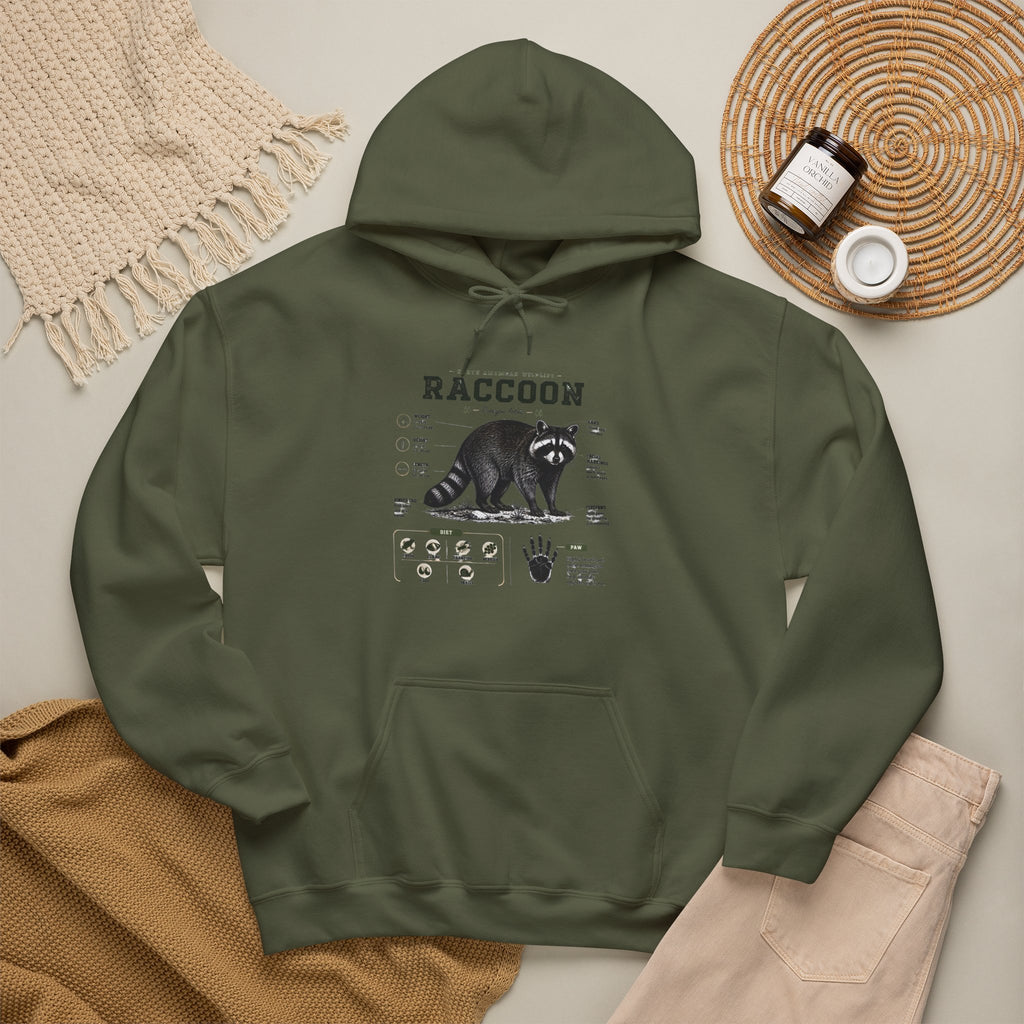 Raccoon Anatomy Hoodie — Vintage Wildlife Illustration Sweatshirt
