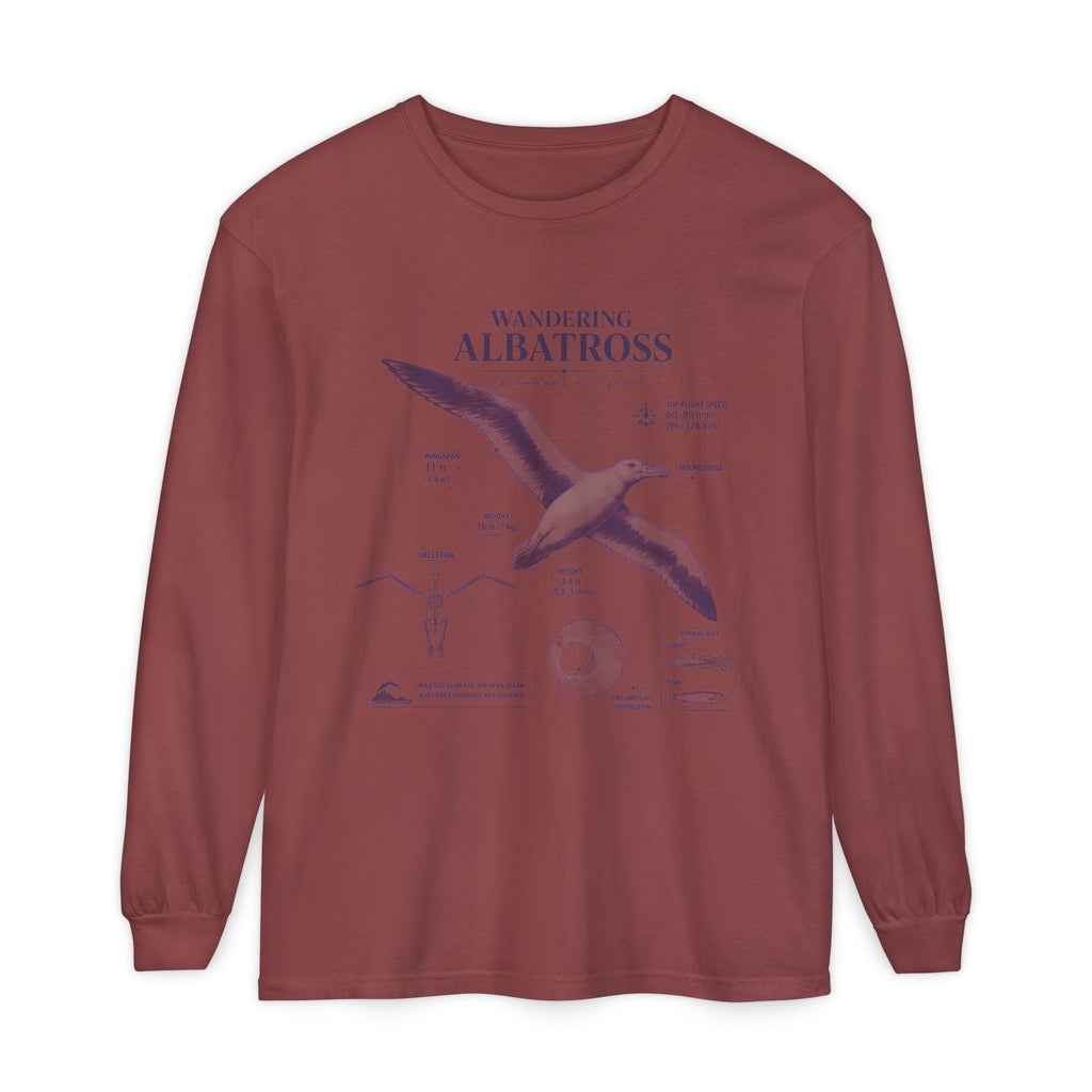 Wandering Albatross Long Sleeve Tee — Vintage Coastal Bird Illustration