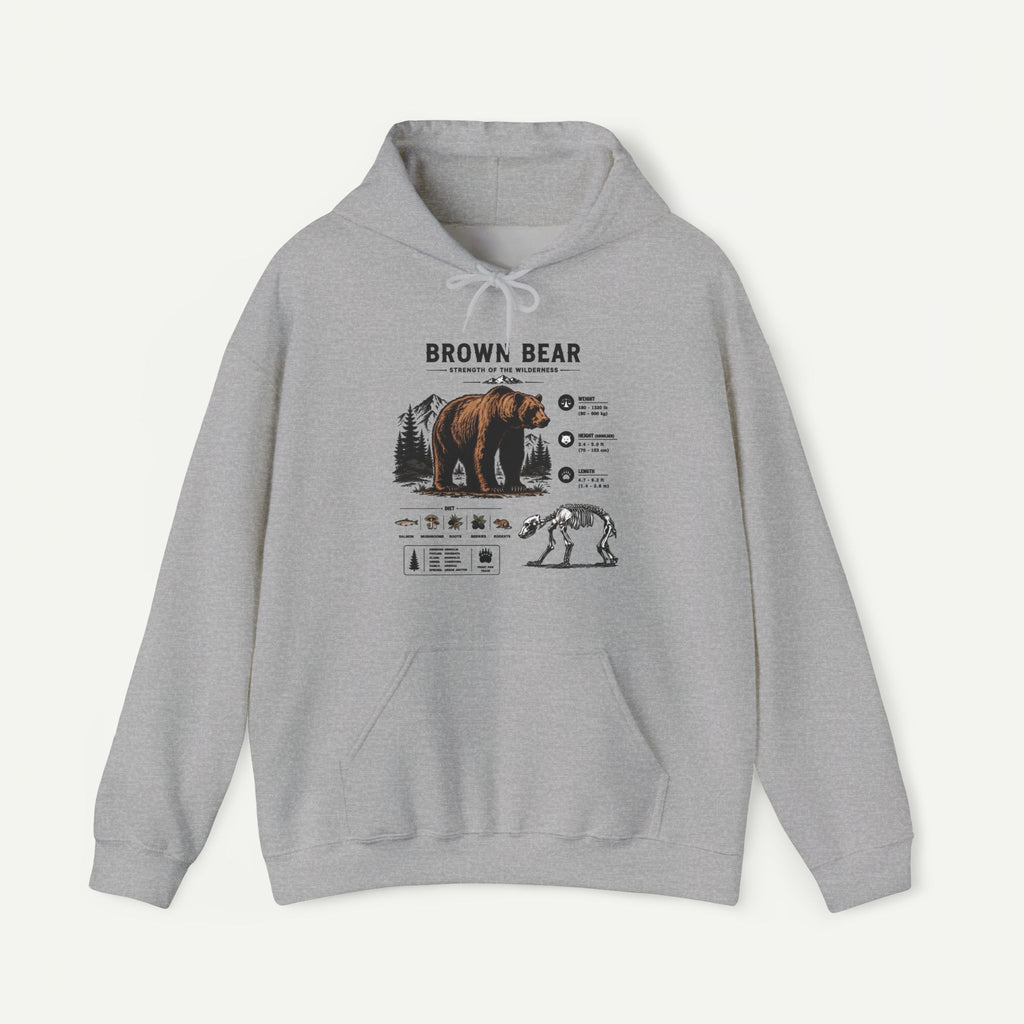 Brown Bear Anatomy Hoodie — Vintage Wildlife Graphic Sweatshirt