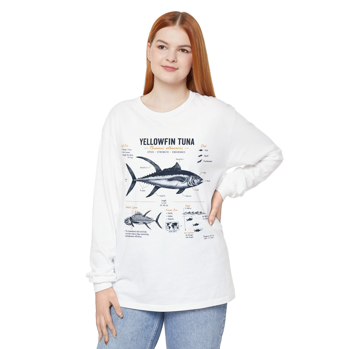 Yellowfin Tuna Anatomy Long Sleeve T-Shirt