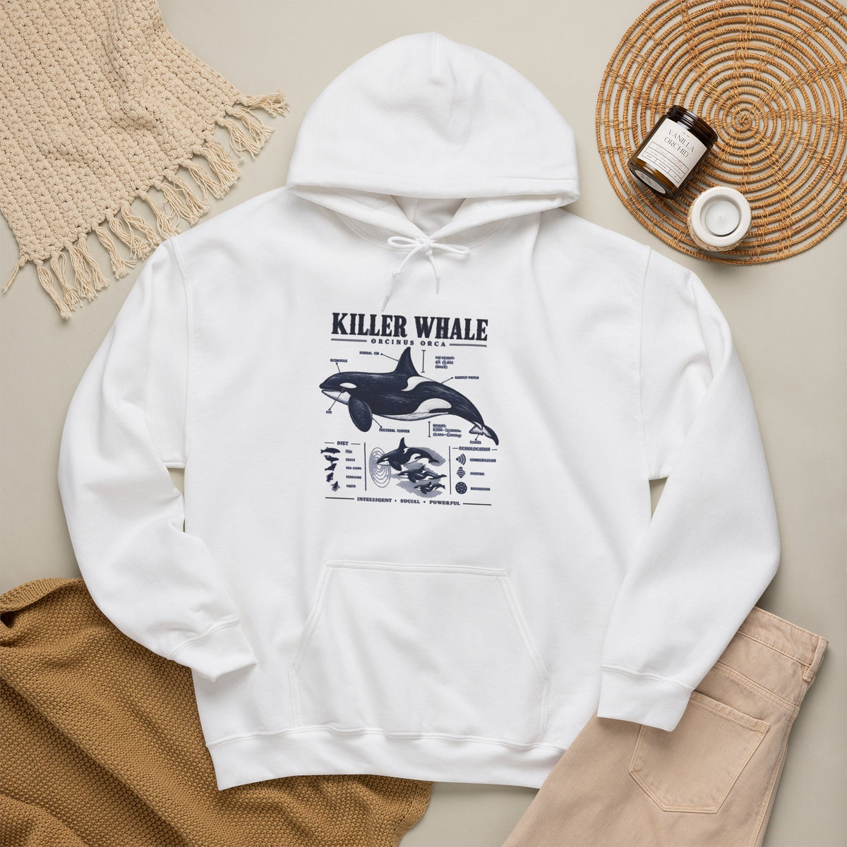 Killer Whale Anatomy Hoodie — Orca Scientific Diagram Sweatshirt