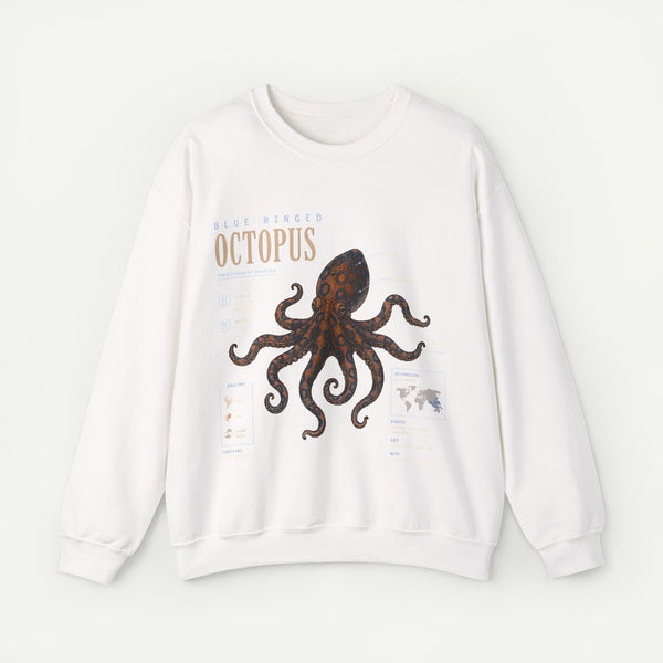 Octopus Anatomy Sweatshirt — Vintage Marine Illustration Crewneck