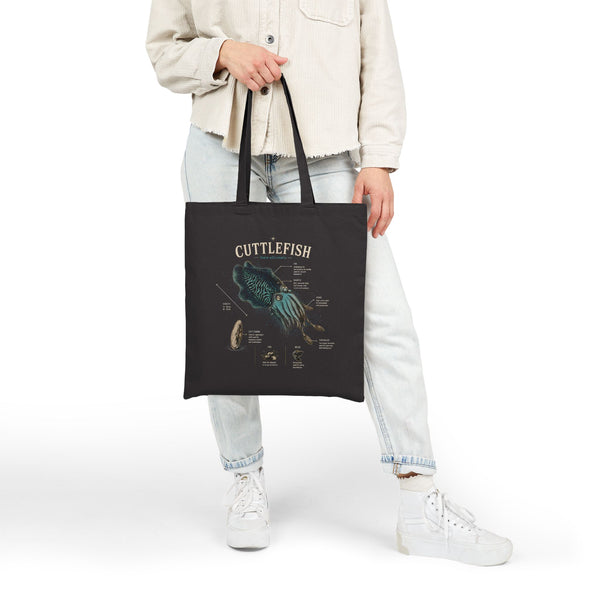 Cuttlefish Anatomy Tote Bag – Vintage Marine Illustration Cotton Canvas Shopper