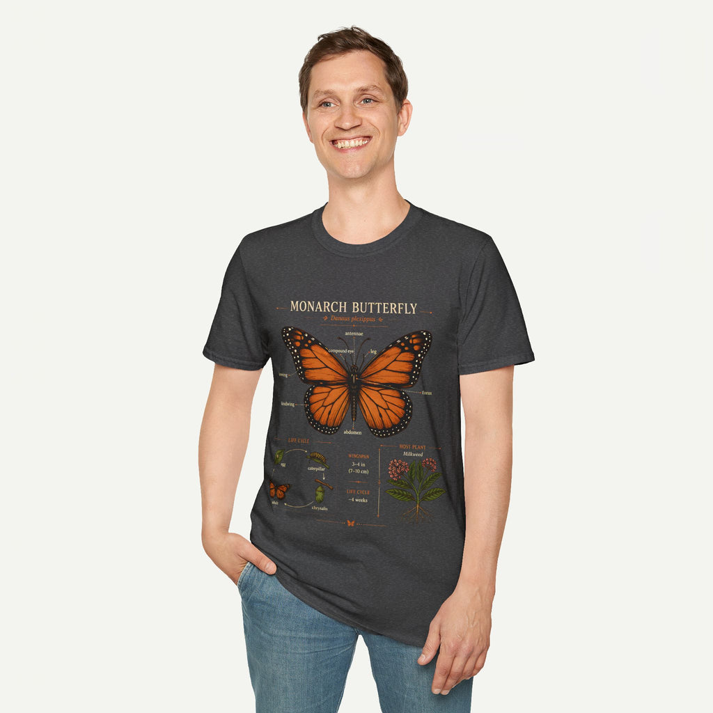 Monarch Butterfly Anatomy T-Shirt — Vintage Nature Illustration Tee