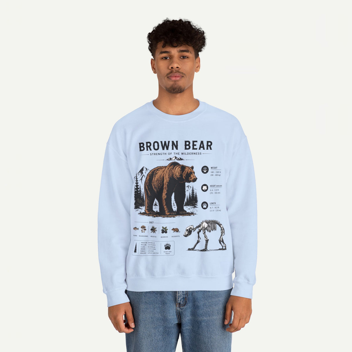 Brown Bear Anatomy Sweatshirt — Wildlife Illustration Graphic Sweatshirt