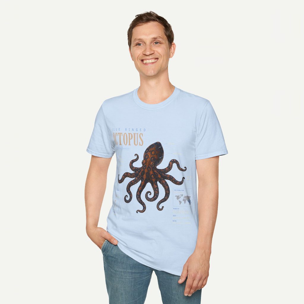 Octopus Anatomy Graphic T-Shirt — Vintage Blue-Ringed Octopus Design
