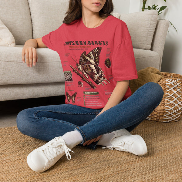 Moth Anatomy Tee — Chrysiridia Rhipheus Madagascar Sunset Moth Scientific Print