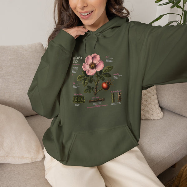 Vintage Botanical Hoodie — Rose Diagram Print