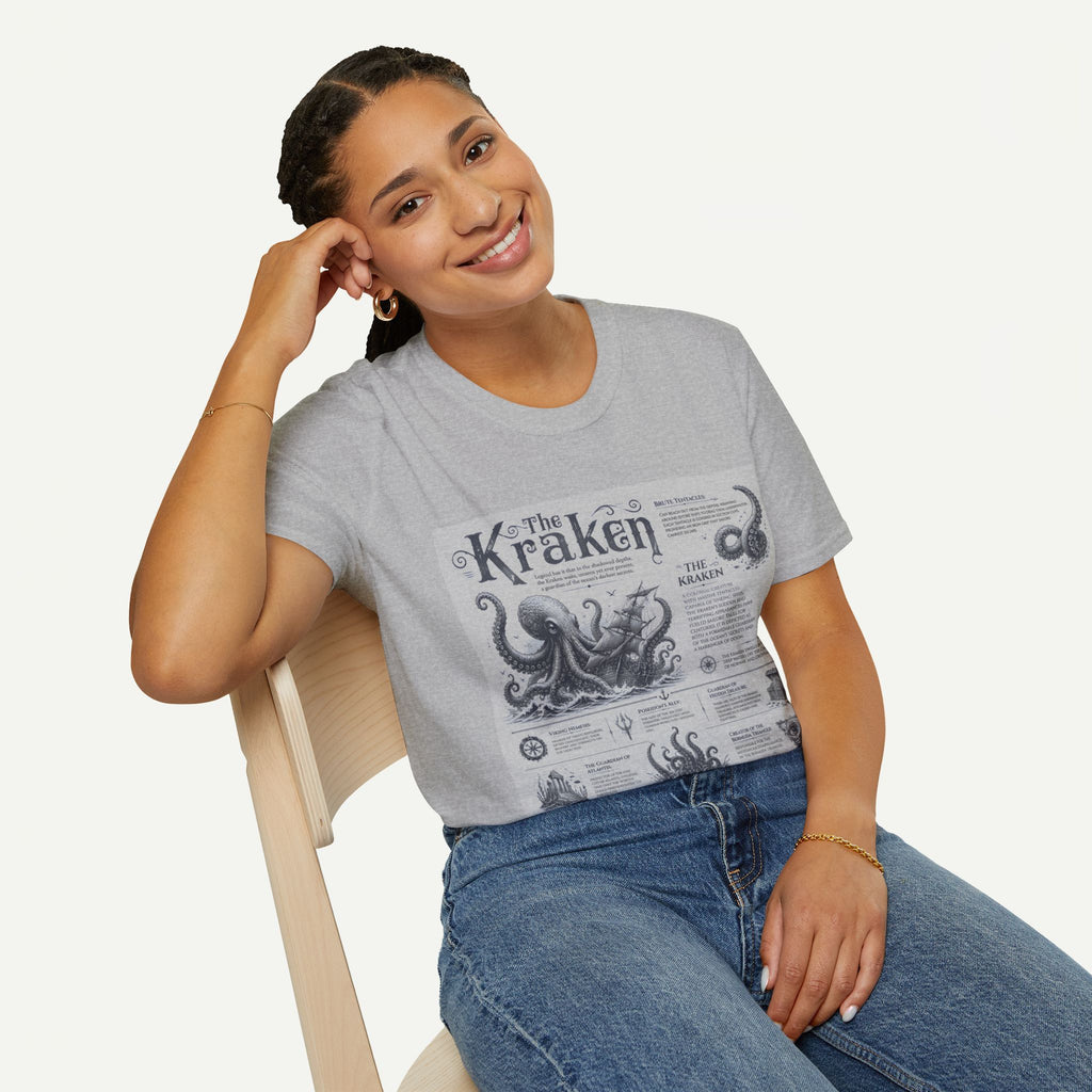 Kraken Vintage Diagram T-Shirt — Nautical Octopus Illustration Tee