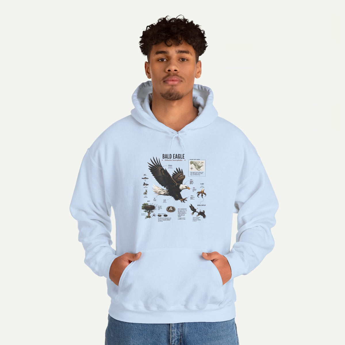 Eagle Graphic Hoodie — Bald Eagle Nature Print Sweatshirt