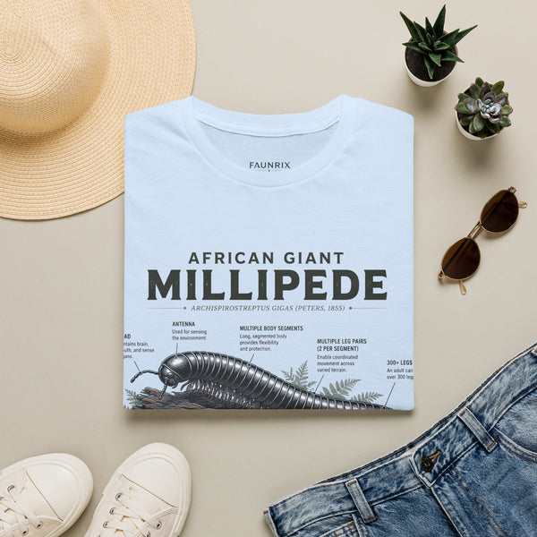 Millipede Anatomy T-Shirt — 'African Giant Millipede' Scientific Graphic Tee