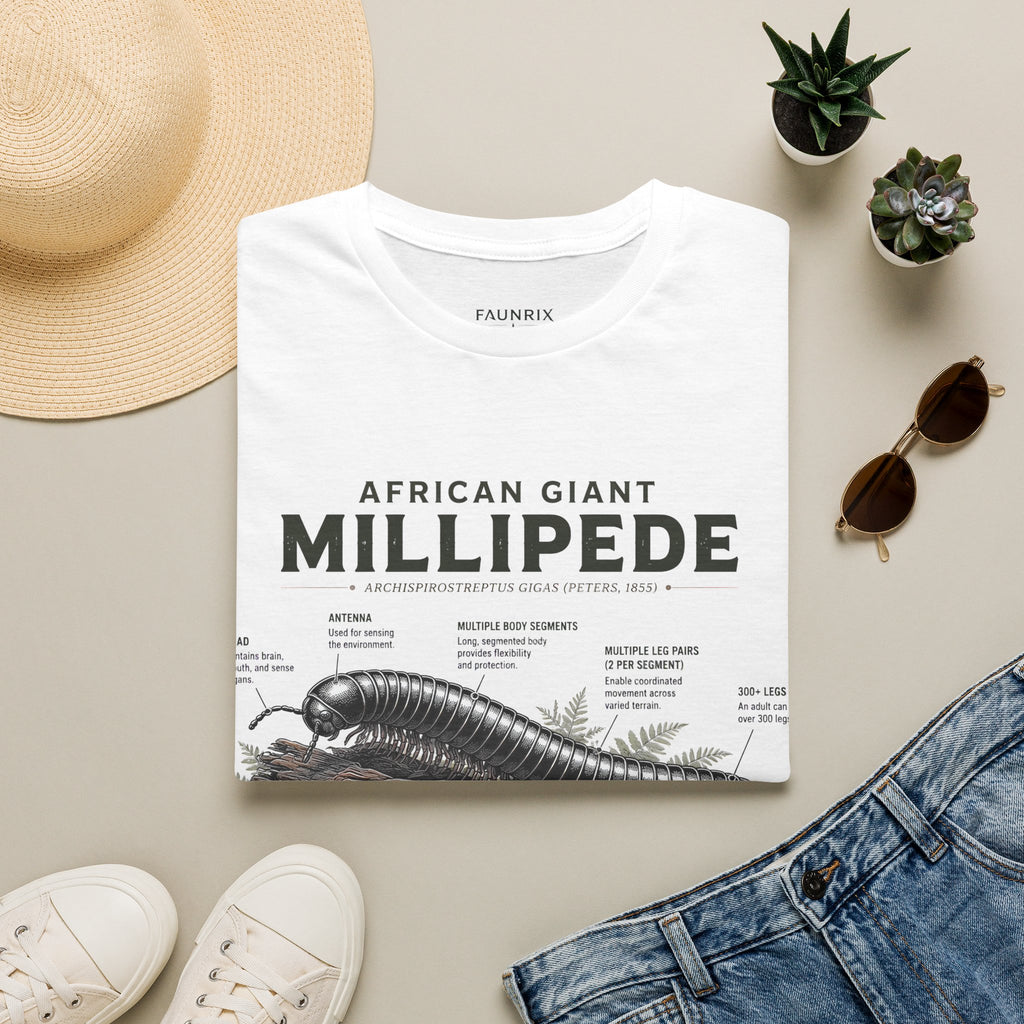 Millipede Anatomy T-Shirt — 'African Giant Millipede' Scientific Graphic Tee