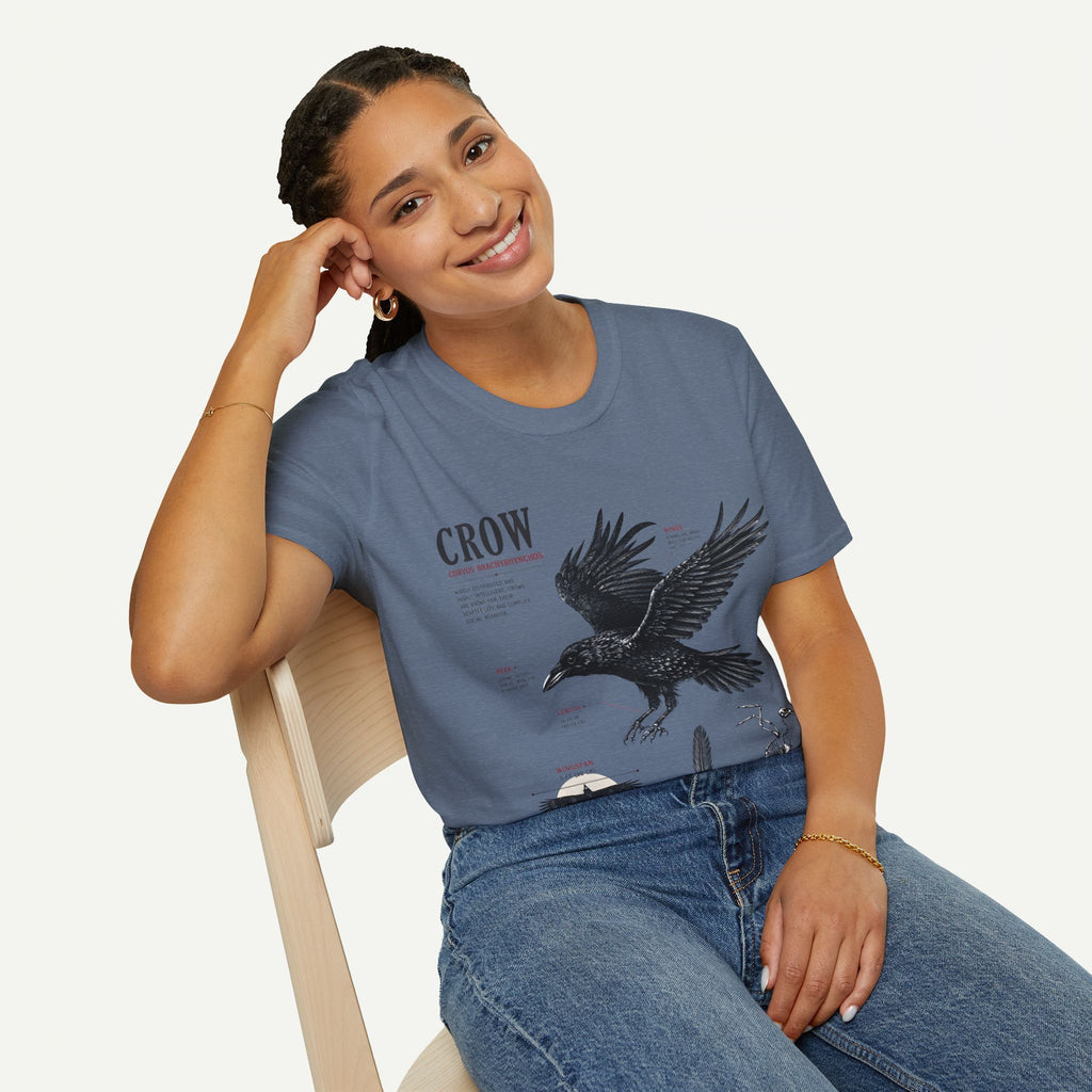 Crow Anatomy Graphic T-Shirt — Vintage Raven Illustration Tee